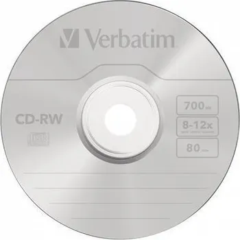 Optické médium Verbatim CD-RW 700MB, 8-10x, Verbatim, 10-cake ,balení 10 ks 19236