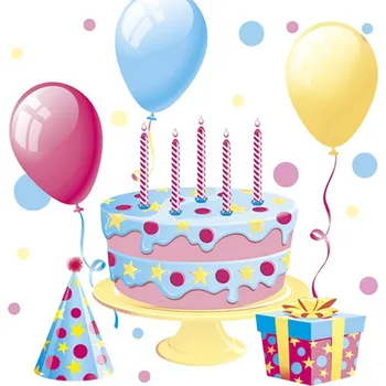 Papírový kapesník Pol-Mak Ubrousky MAKI L (20ks) B´day Cake with Balloons 560081