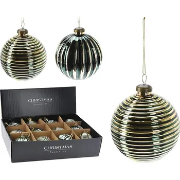 Vánoční dekorace Vánoční koule skleněná 100 mm zeleno-zlatá (cena za 1 ks) 524398