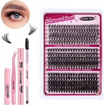 Péče o řasy a obočí SADA BONDINGOVÝCH ŘAS 300 KS BONDING LASH DIY UMĚLÉ ŘASY + PŘÍSLUŠENSTVÍ A LEPIDLO