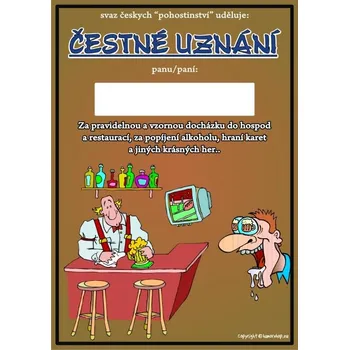 Žertovný předmět Čestné uznání Svaz pohostinství 607852