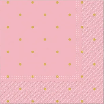 Papírový kapesník Paw Ubrousky PAW Dekor L (20ks) Golden Dots light pink 433247
