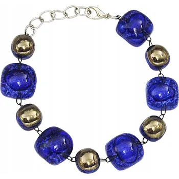 Náramek Tyrkysový náramek natahovací, ruční výroba, zdobený platinou