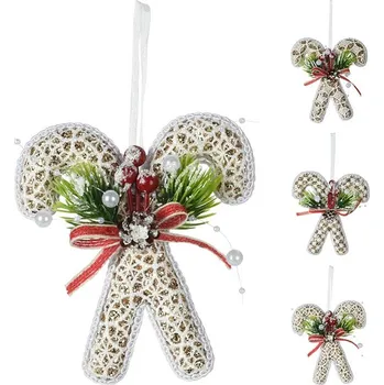 Vánoční dekorace Vánoční lízátka 11 cm krajková se stuhou, zlaté třpytky, mix/1ks 454600