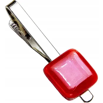 Spona na kravatu Červená spona na kravatu čtverec, ruční výroba