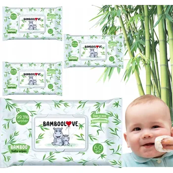Hygienický ubrousek Vlhčené Ubrousky Bamboolove Bambusové vodní ubrousky pro děti, jemné, 60 ks