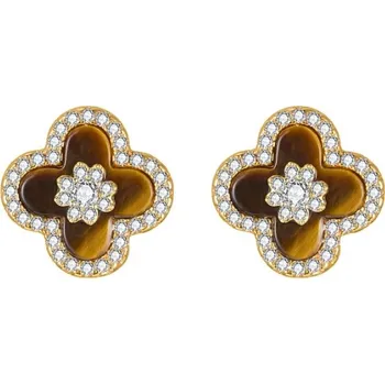 Náušnice JAY Luxusní náušnice s tygřím okem a zirkony Dorothée – stříbrné zapínání JAY-0201-DS66865 Hnědá