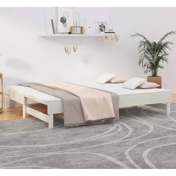 Ložnice vidaXL Výsuvná postel 2x (80 x 200) cm masivní borovice [823385] Barva: Bílá