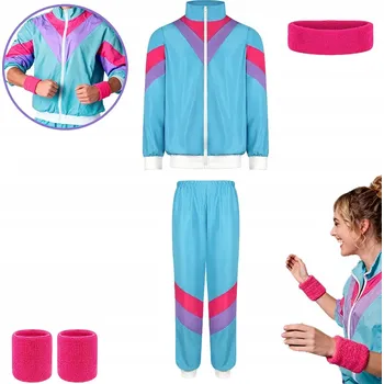 Karnevalový kostým KOSTÝM teplákovka ORTALION barevná MODRÁ tyrkysová RETRO 80. léta VELIKOST XL