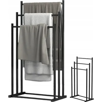 Držák na ručník Stojan na ručníky do koupelny černý loftový XL