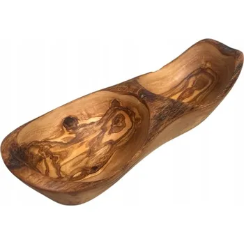 Oválná mísa ze dřeva olivovníku se 2 sekcemi MDKRS21 Arkay, na pochutiny