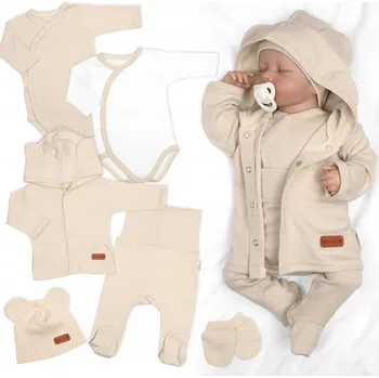 Kojenecká souprava Baby Nellys kojenecký komplet 5 ks dílkový béžový, velikost 62