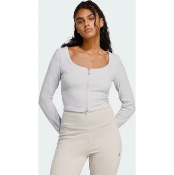 Dámský svetr ADIDAS Seasonal Essentials Rib Cardigan S ŠEDÁ