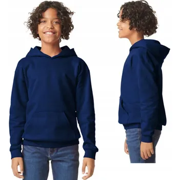 Chlapecká mikina Dětská Tepláková Mikina s kapucí Klokanka GILDAN SF500 TMAVĚ MODRÁ 158