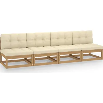 Zahradní pohovka vidaXL 4místná zahradní pohovka s poduškami masivní borovice [3083745] Barva: medová hnědá