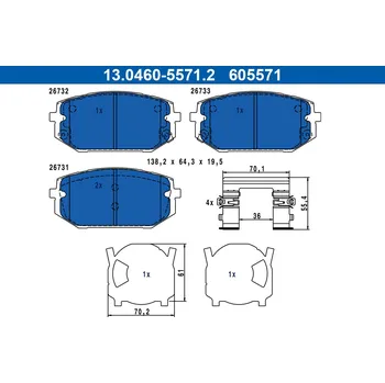 Brzdová destička Sada brzdových destiček, vždy 4 kusy v sadě ATE 13.0460-5571.2
