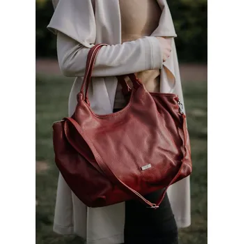 Kabelka SHE shopper kabelka z pravé lícové kůže červená