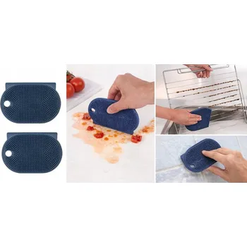 Mycí prostředek 3v1 Wenko Silikonové houbičky / houbička na mytí nádobí, stěrka a škrabka, 2 ks