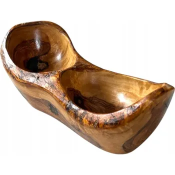 Oválná mísa ze dřeva olivovníku se 2 přihrádkami MDKRS23 na pochutiny