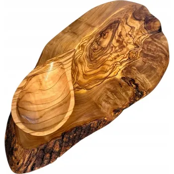 Kuchyňské prkénko Prkénko z olivového dřeva DRS30 na uzeniny a sýry s miskou na olivový olej