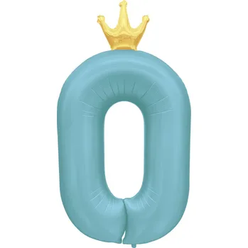 Set školních potřeb Balónek fóliový 82 cm světle modrý s korunkou číslo 0