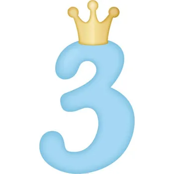Party dekorace Svíčka dortová světle modrá s korunkou číslo 3