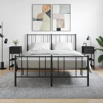 Noční stolek vidaXL Noční stolky 2 ks 34 x 36 x 70 cm kompozitní dřevo [825978] Barva: Černá