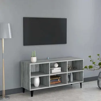 Nábytek vidaXL TV stolek s kovovými nohami 103,5 x 30 x 50 cm [805950] Barva: šedá sonoma