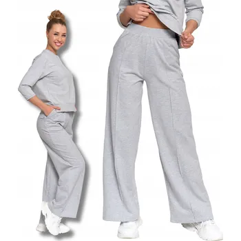 Dámské kalhoty DÁMSKÉ KALHOTY Široké Nohavice Elegantní Teplákové Vysoký Pas MORAJ XXL