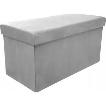 Taburet PUF TABURET SKLÁDACÍ SEDÁK S ÚLOŽNÝM PROSTOREM 60x30x30 cm SVĚTLE ŠEDÝ VELUR