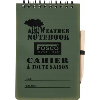 Kroužkový voděodolný zápisník velký A6 zelený s tužkou