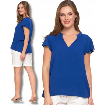 Dámská halenka Dámská halenka s krátkým motýlkovým rukávem, viskóza, výstřih do V MORAJ XL