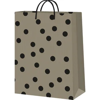 Party dekorace Dárková taška malá - Černé puntíky (17,8 × 9,8 × 22,9 cm)