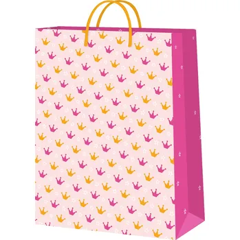 Party dekorace Dárková taška velká - Princeznovské korunky (26 × 12,7 × 32,4 cm)