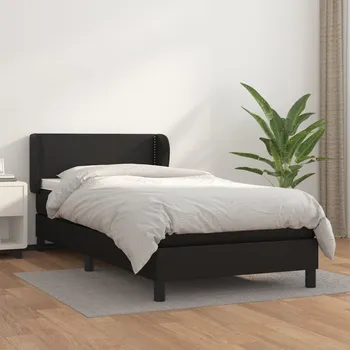 Ložnice vidaXL Box spring postel s matrací 90x190 cm umělá kůže [3127227] Barva: Černá