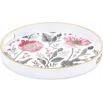 Kulatý tác s úchyty, podnos s květinovým vzorem, 33 cm, dekorativní
