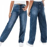 Džíny dámské široké nohavice vysoký pas modré UY2814 - S