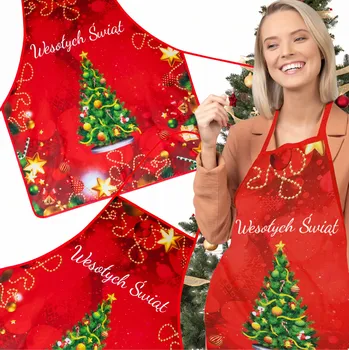 Kuchyňská zástěra VÁNOČNÍ KUCHYŇSKÁ ZÁSTĚRA NA SVÁTKY DÁREK ZÁSTĚRKA MIKULÁŠ STROMEČEK