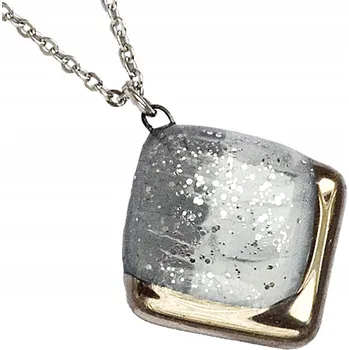 Náhrdelník Fialovobílý náhrdelník třpytkový keltský, ruční výroba, zdobený platinou