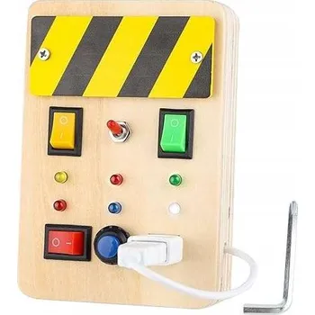 Dřevěná hračka Senzorická hračka dřevěná Busy Board Montessori vypínače světel 2+
