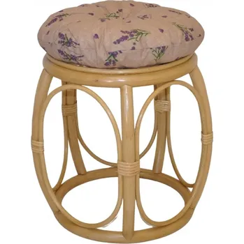 Stolička Axin Trading s.r.o. Ratanová taburetka široká medová s polstrem motiv levandule