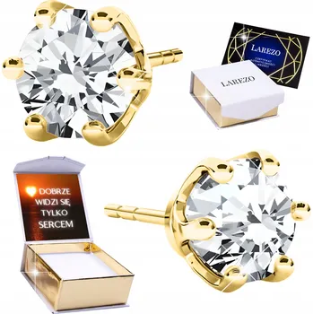 Náušnice Náušnice Larezo zlatá tyčinka 925 stříbro pozlacené zirkon kolečko 6 mm