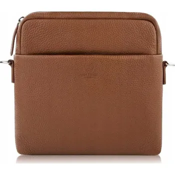 Kabelka Paolo Peruzzi taška na dokumenty z pravé kůže, bez vzoru