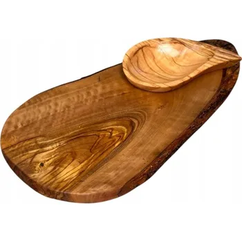 Kuchyňské prkénko Prkénko z olivového dřeva DRS25 na uzeniny a sýry s miskou na olivový olej