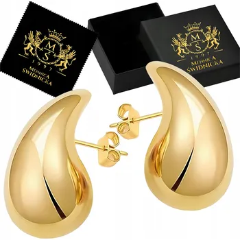 Náušnice Náušnice Mennica Świdnicka zlaté stříbro 925 kapka otevřené zapínání