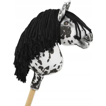 Hobby horsing Hobby Horse Malý koník na tyči Premium - strakoš bílo-černý s černou hřívou