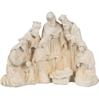 Vánoční dekorace Clayre & Eef 6MG0101 dekorativní soška návštěva tří králů v Betlémě 42 x 19 x 32 cm béžová