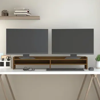 Držák monitoru vidaXL Stojan na monitor medově hnědý 100x24x16cm masivní borové dřevo [813992] Barva: medová hnědá