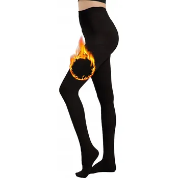 Dámské punčochy PUNČOCHÁČE legíny ZATEPLENÉ s kožíškem zimní TEPLÉ vysoký pas ČERNÉ M