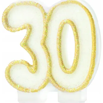 Dortová svíčka Zlatá svíčka na dort 30. narozeniny 30stka 8,5 cm